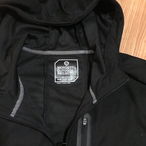 Mondetta Outdoor Project Mens Black Medium Hooded Jacket Wind Water Resistant - Picture 3 of 12